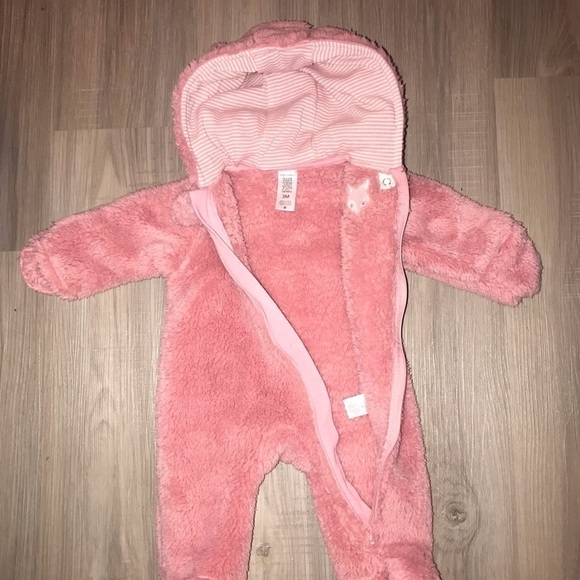 CARTER'S Just One You Baby Girls Fox SherpaPram footies Bodysuit with hood Sz 3M - Picture 3 of 9